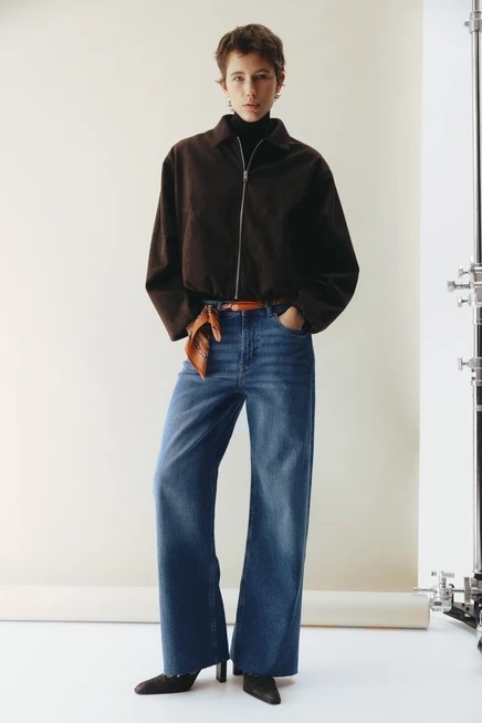 Женские джинсы H&M Harper широкие, высокая талия, голубые