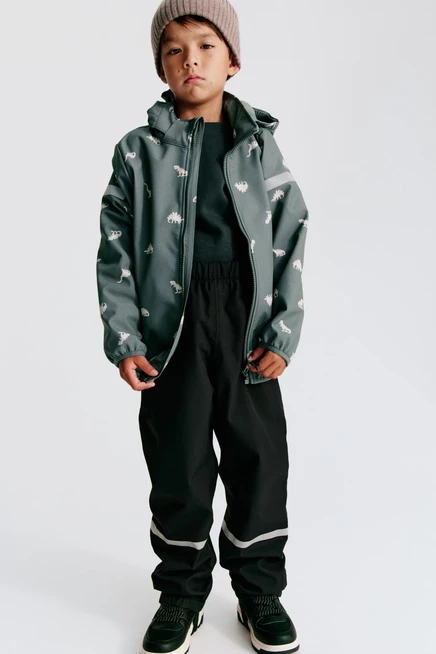 Water-Resistant Softshell Jacket dusty turquoise/dinosaurs