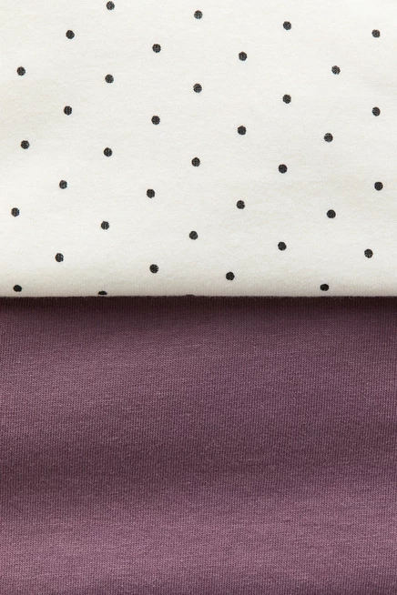 2-Pack Cotton Tops with Collar plum/dotted