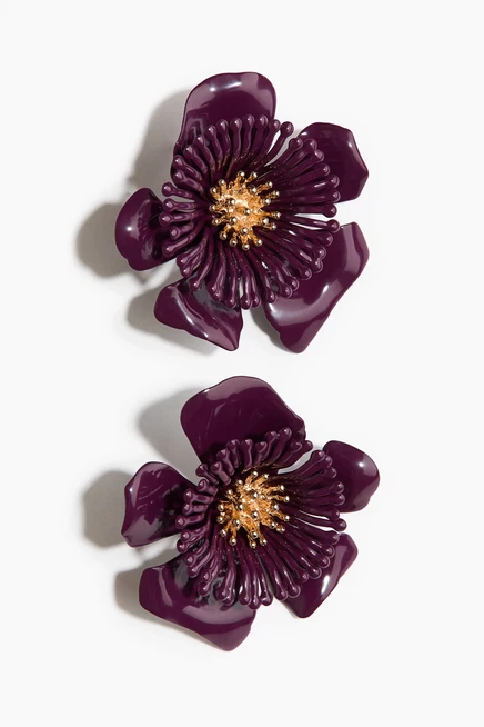 Женские серьги H&M в форме цветов, бордовые