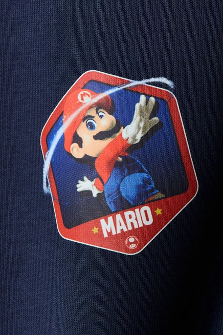 Детский свитшот H&M с принтом Super Mario, темно-синий