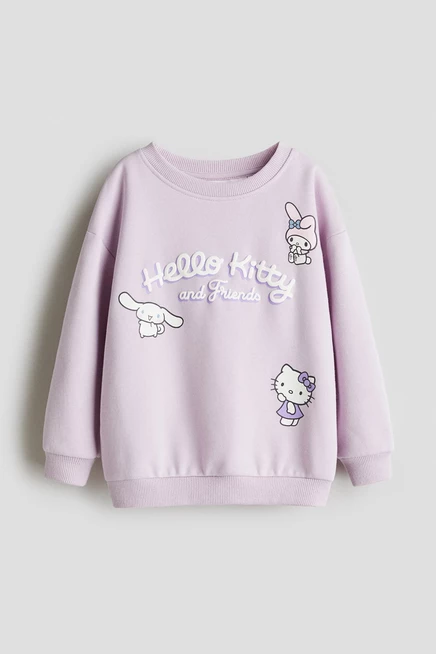 Детский свитшот H&M с принтом Hello Kitty, светло-фиолетовый