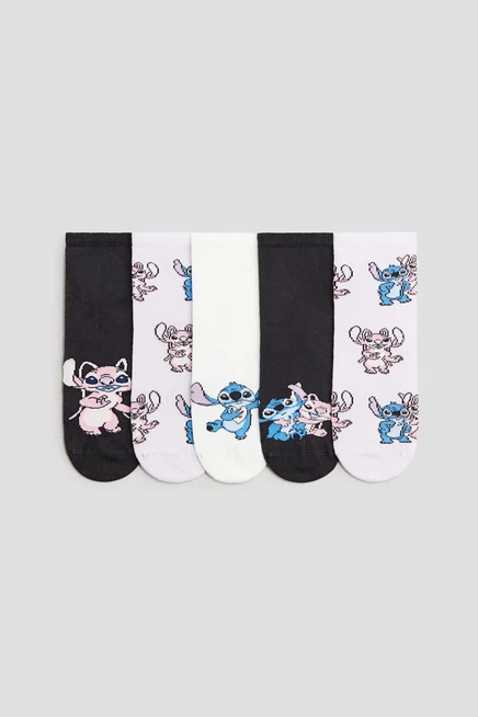 Носки с рисунком в 5 упаковках light purple/lilo & stitch