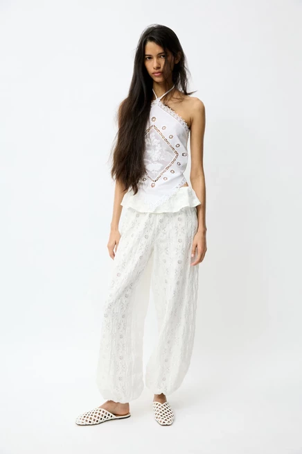 Женские мюли H&M с плетеным верхом, кремовые