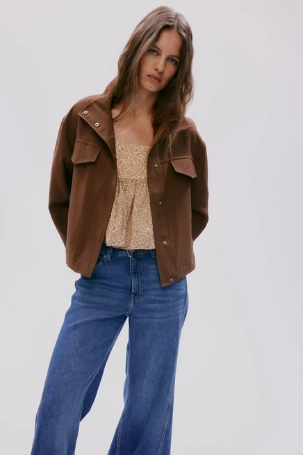 Куртка с каминным воротником brown