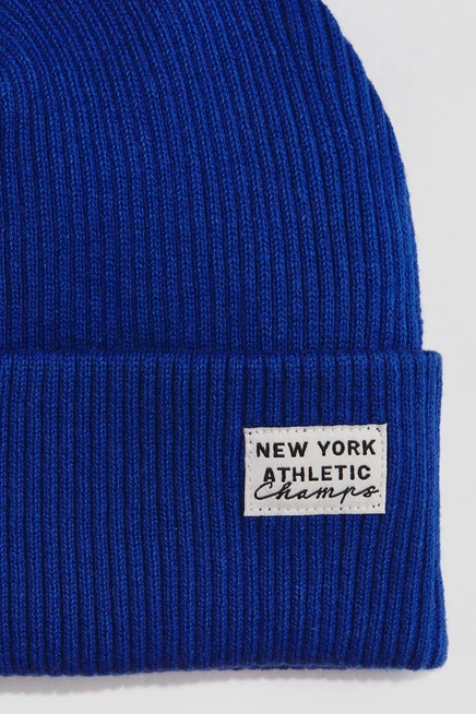 Rib-Knit Cotton Beanie blue/new york