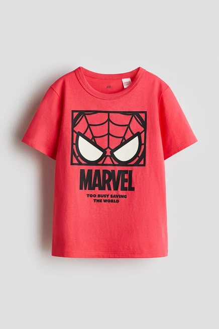 Детская футболка H&M с принтом Marvel, красная