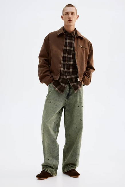 Мужские джинсы H&M Baggy свободного кроя, зеленые