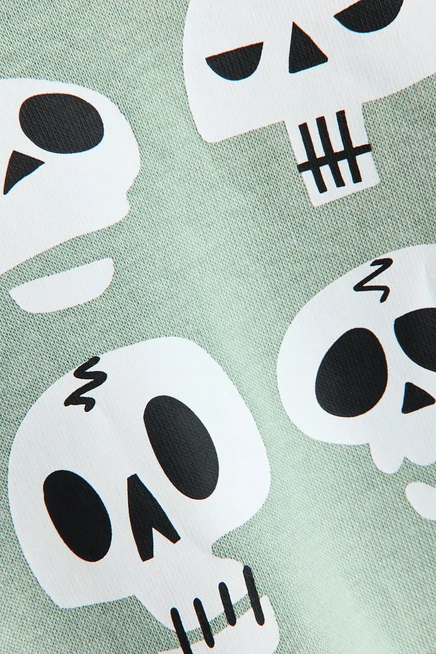 Printed Brushed-Inside Sweatshirt mint green/skulls