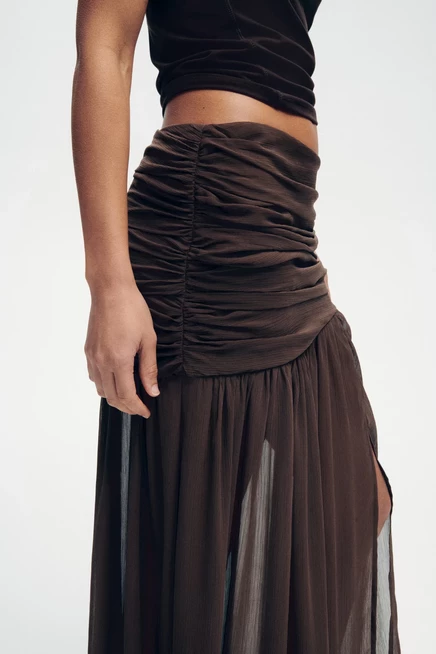 Sheer Maxi Skirt dark brown