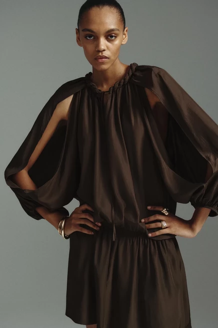 Женское платье-туника H&M с косой отделкой, хаки