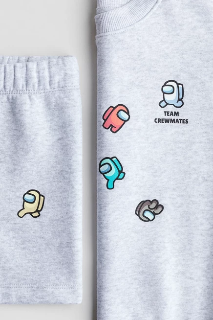 Комплект из толстовки и шорт из 2 предметов light gray melange/among us