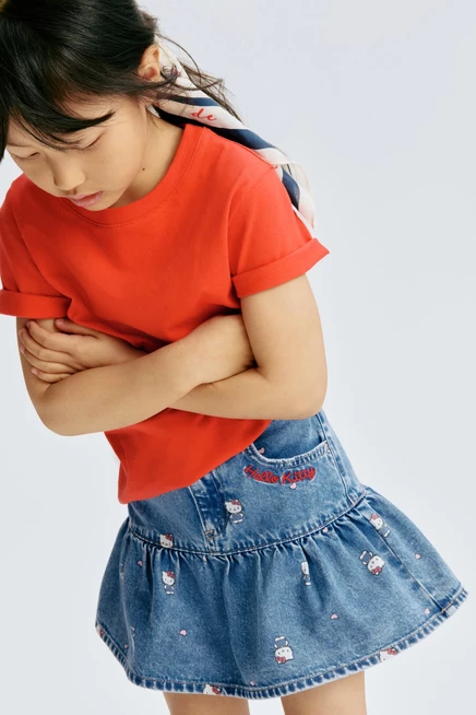 Детская джинсовая юбка H&M, синяя с Hello Kitty