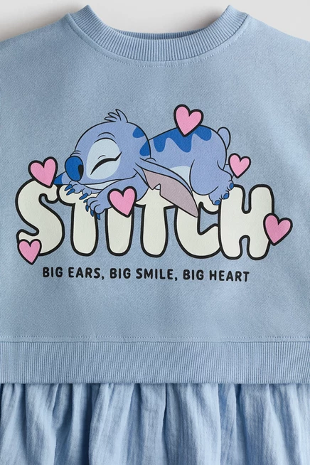 Платье-толстовка с принтом dusty blue/lilo & stitch