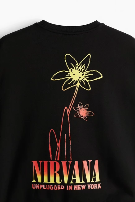 Мужской свитшот H&M Loose Fit Nirvana, черный