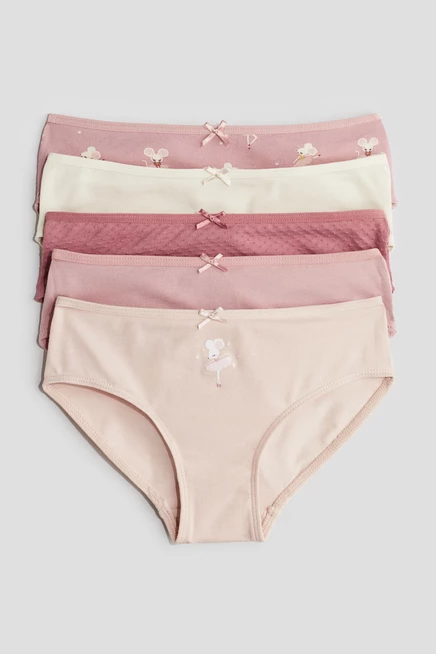 Детские трусики H&M, 5 шт., светло-розовые с узором