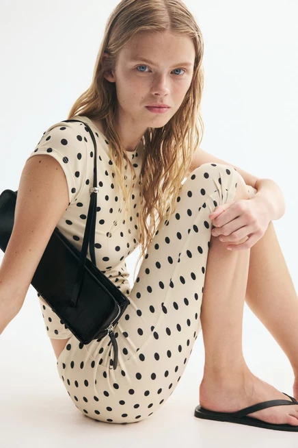 Женские брюки-капри H&M, светло-желтые в горошек
