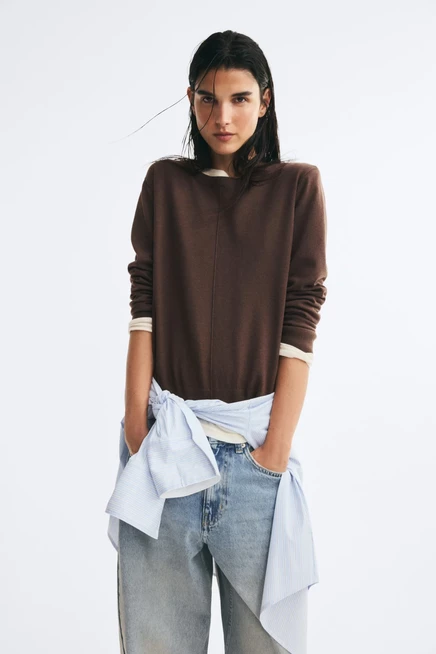 Fine-Knit Sweater dark brown