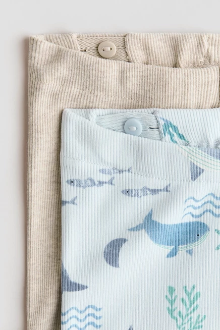 Шорты для младенцев H&M 2 шт. хлопковые, светло‑голубые/киты