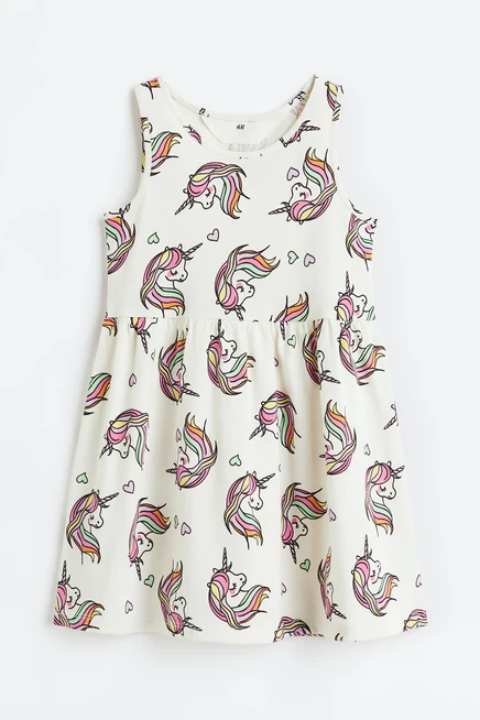Детское платье H&M Ladybug, белое с единорогами