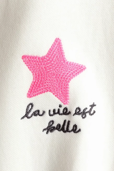 Motif-Detail Brushed-Inside Sweatshirt ivory/stars