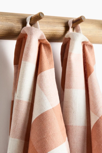 2 упаковки кухонных полотенец из льняной смеси terracotta/gingham