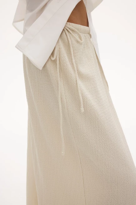 Crinkled Drawstring Skirt light beige
