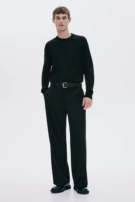 Мужской свитер H&M Regular-Fit тонкой вязки, черный