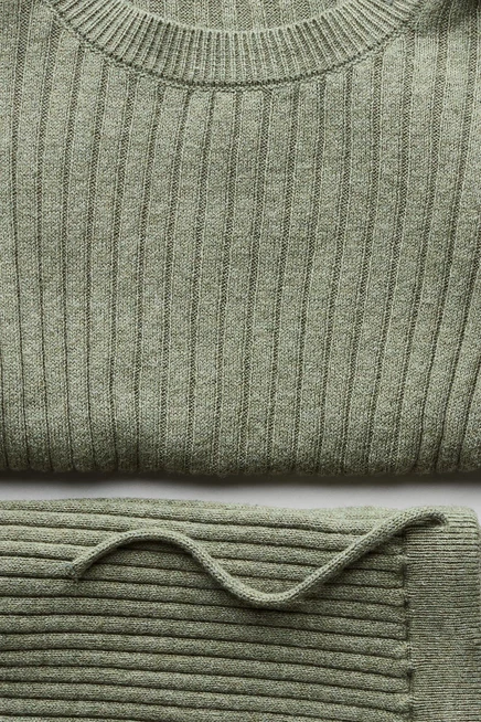 2-Piece Wide-Rib Cotton Set khaki green