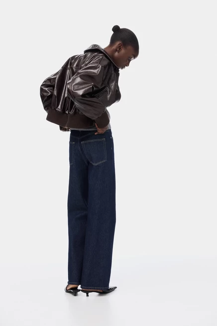 Женские широкие джинсы H&M Ava с высокой талией, тёмно-синие
