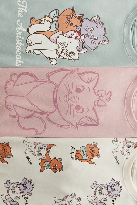 3 упаковки трикотажных топов с принтом light turquoise/aristocats