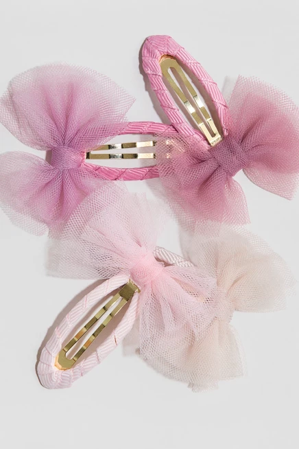 4-Pack Appliquéd Hair Clips dark dusty pink/light beige