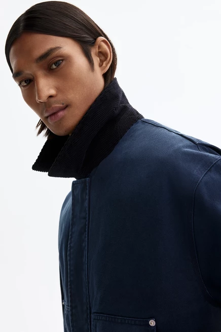 Мужская короткая куртка-рубашка H&M, темно-синяя