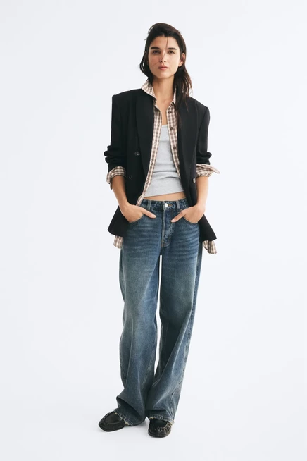 Double-Breasted Casual Blazer black