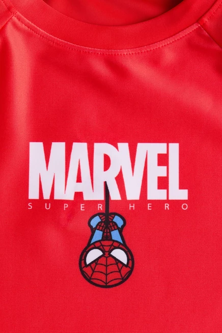 Детская футболка для плавания H&M UPF 50, красная с принтом Marvel