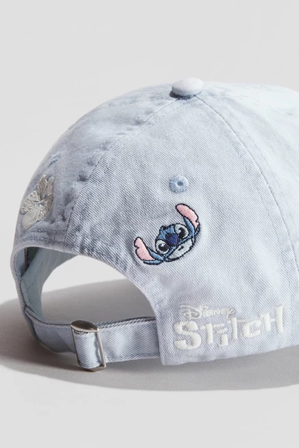 Детская кепка H&M с принтом Lilo & Stitch, светло-голубая