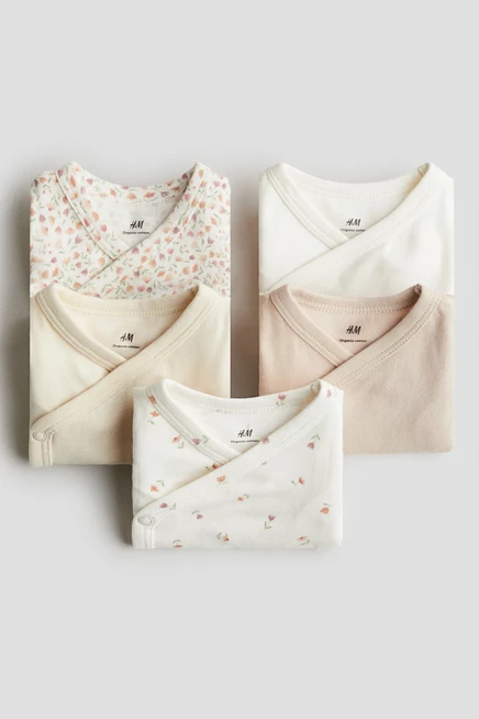 5 упаковок хлопчатобумажных боди beige/floral