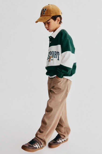Print-motif rugby shirt dark green/westport