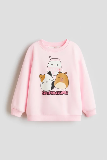 Детский свитшот H&M с принтом Squishmallows, светло-розовый