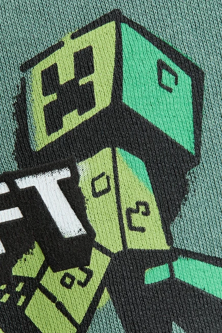 Детское худи H&M с принтом Minecraft, зелёное