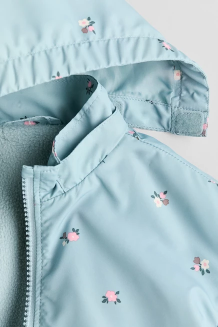 Детская куртка H&M с флисом, бирюзовая/цветочная