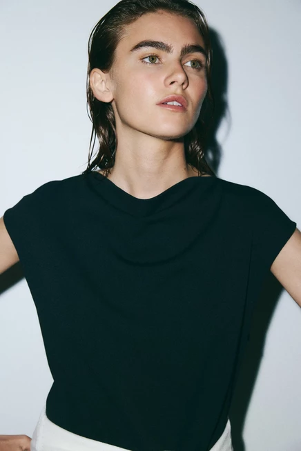 Женский топ H&M с драпировкой, черный