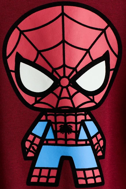 Printed Brushed-Inside Sweatshirt dark red/spider-man