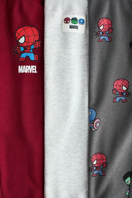 3-Pack Brushed-Inside Joggers with Motif dark taupe/marvel comics
