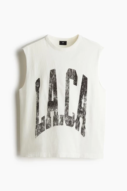 Мужская майка H&M свободного кроя с принтом, белая