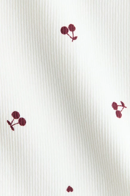 Ribbed Cotton Leggings white/cherries