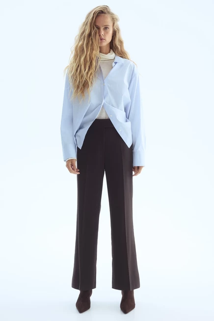 Женские брюки H&M прямого кроя, темно-коричневые