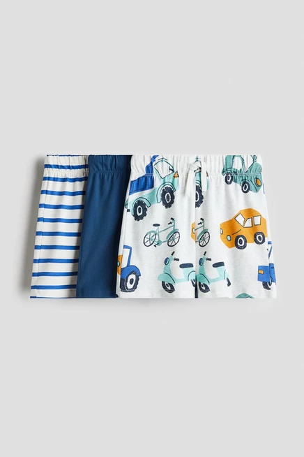 Детские шорты H&M 3 шт., джерси с принтом машин, синие