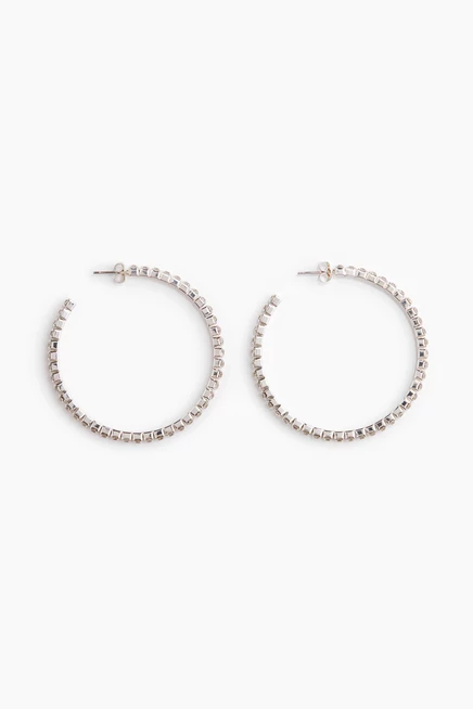Женские серьги-кольца H&M со стразами, серебристые