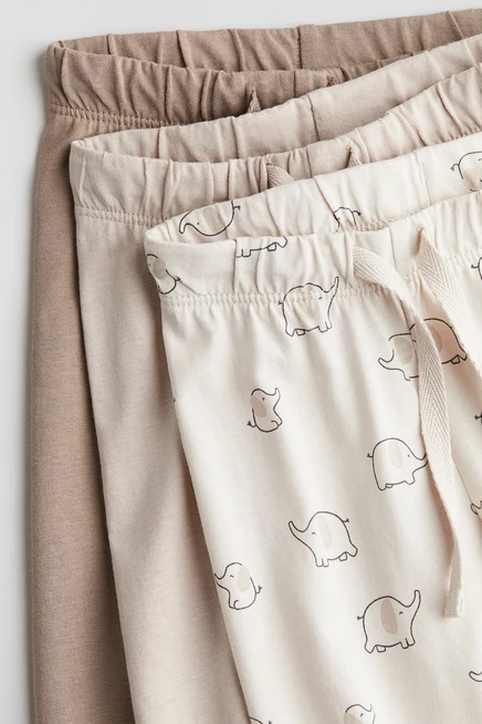 Джоггеры для малышей H&M, 3 шт., хлопок, тауп с принтом